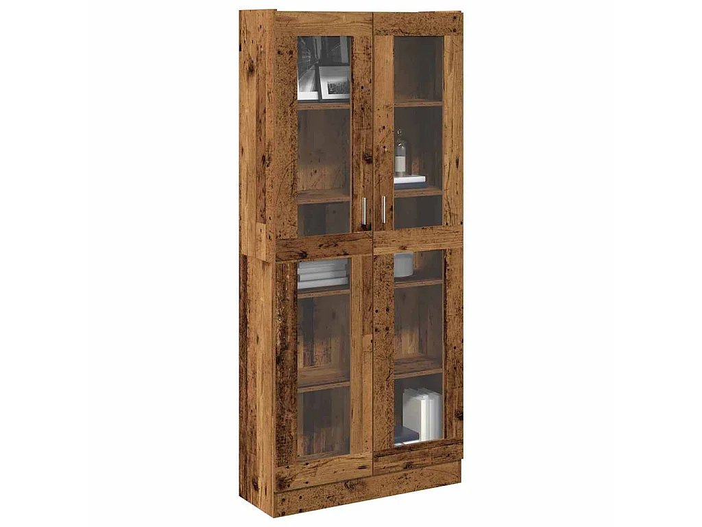 Hoge kast 82,5x30,5x185 cm bewerkt hout oud houtkleurig