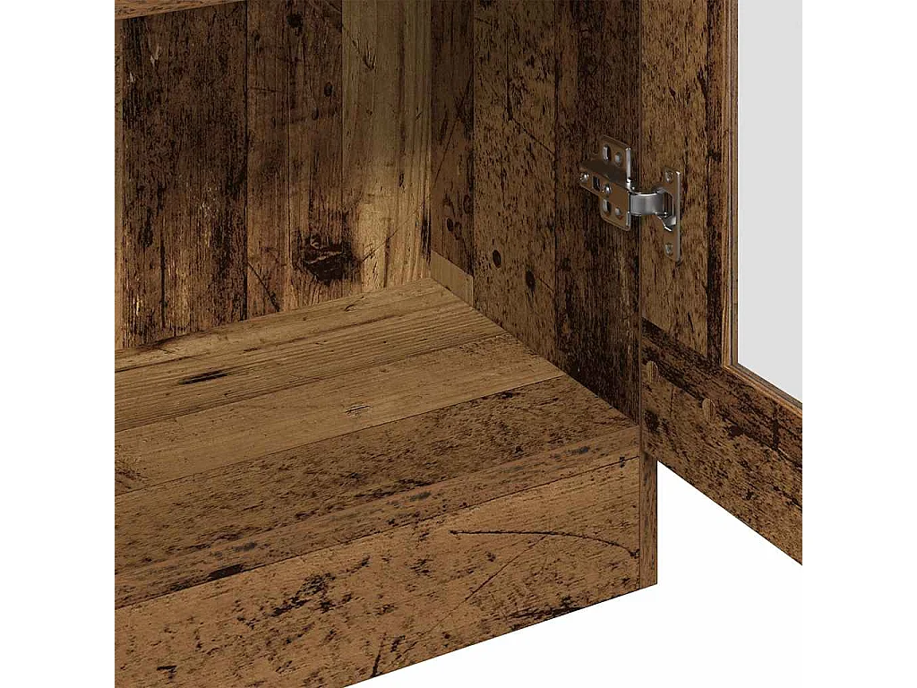 Hoge kast 82,5x30,5x185 cm bewerkt hout oud houtkleurig