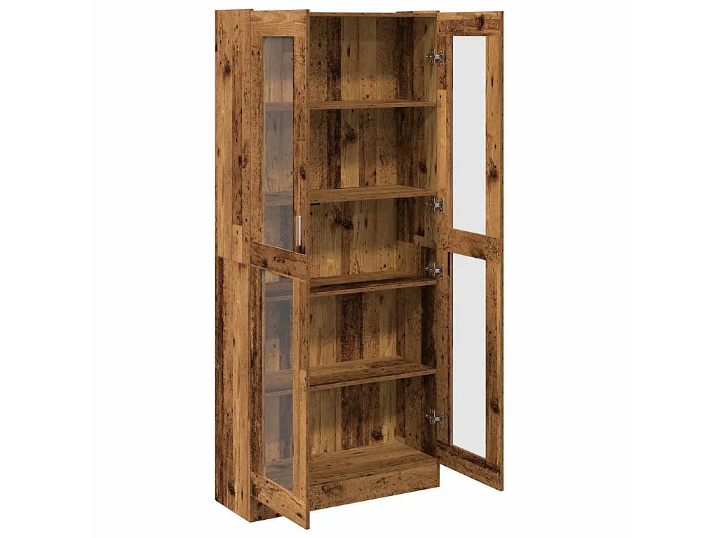 Hoge kast 82,5x30,5x185 cm bewerkt hout oud houtkleurig