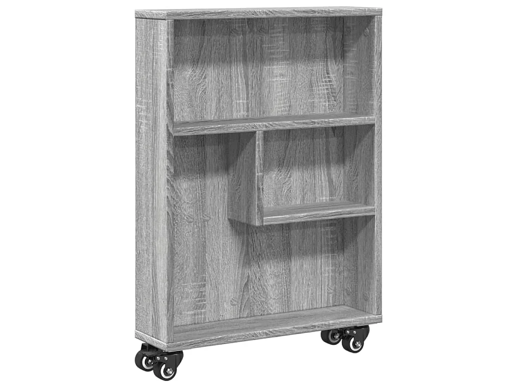 Chariot de rangement étroit sonoma gris bois d'ingénierie