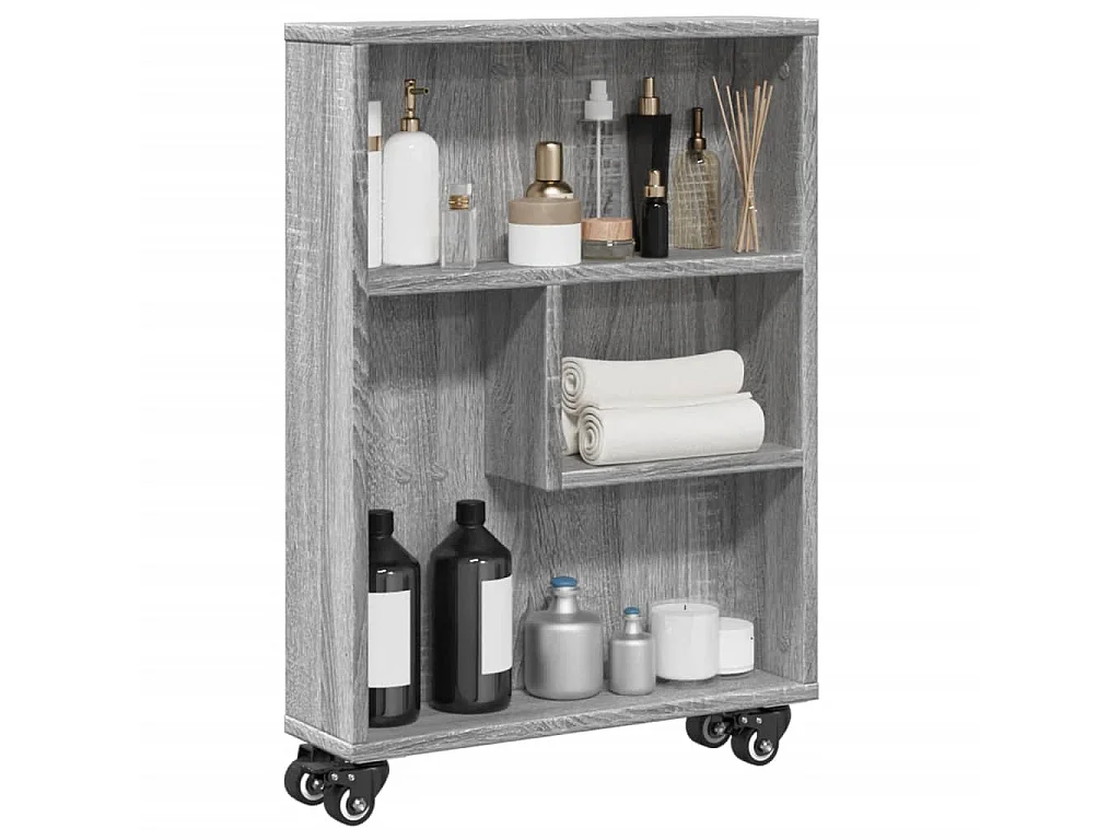 Chariot de rangement étroit sonoma gris bois d'ingénierie
