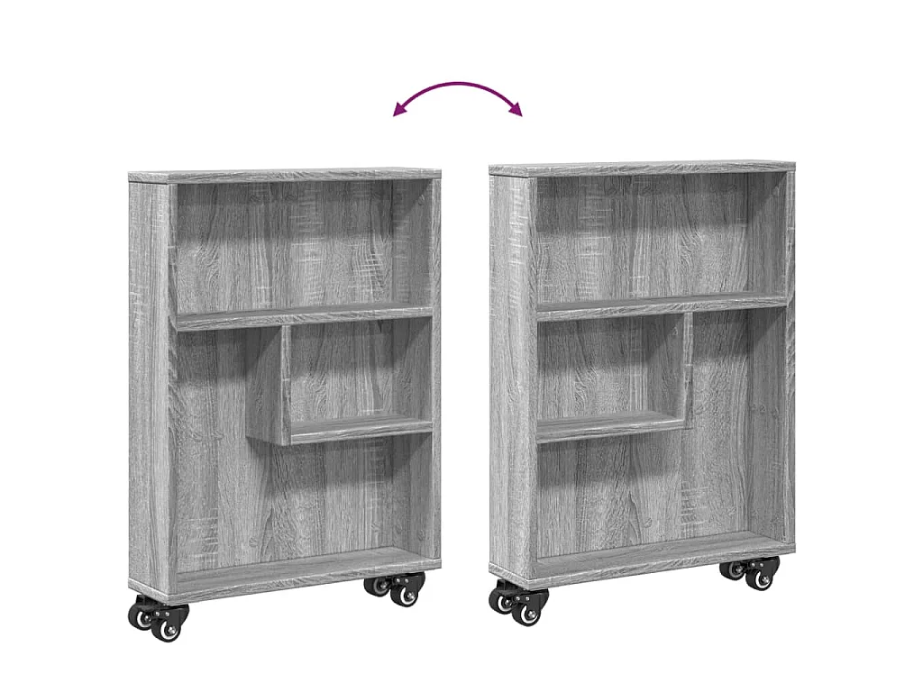 Chariot de rangement étroit sonoma gris bois d'ingénierie