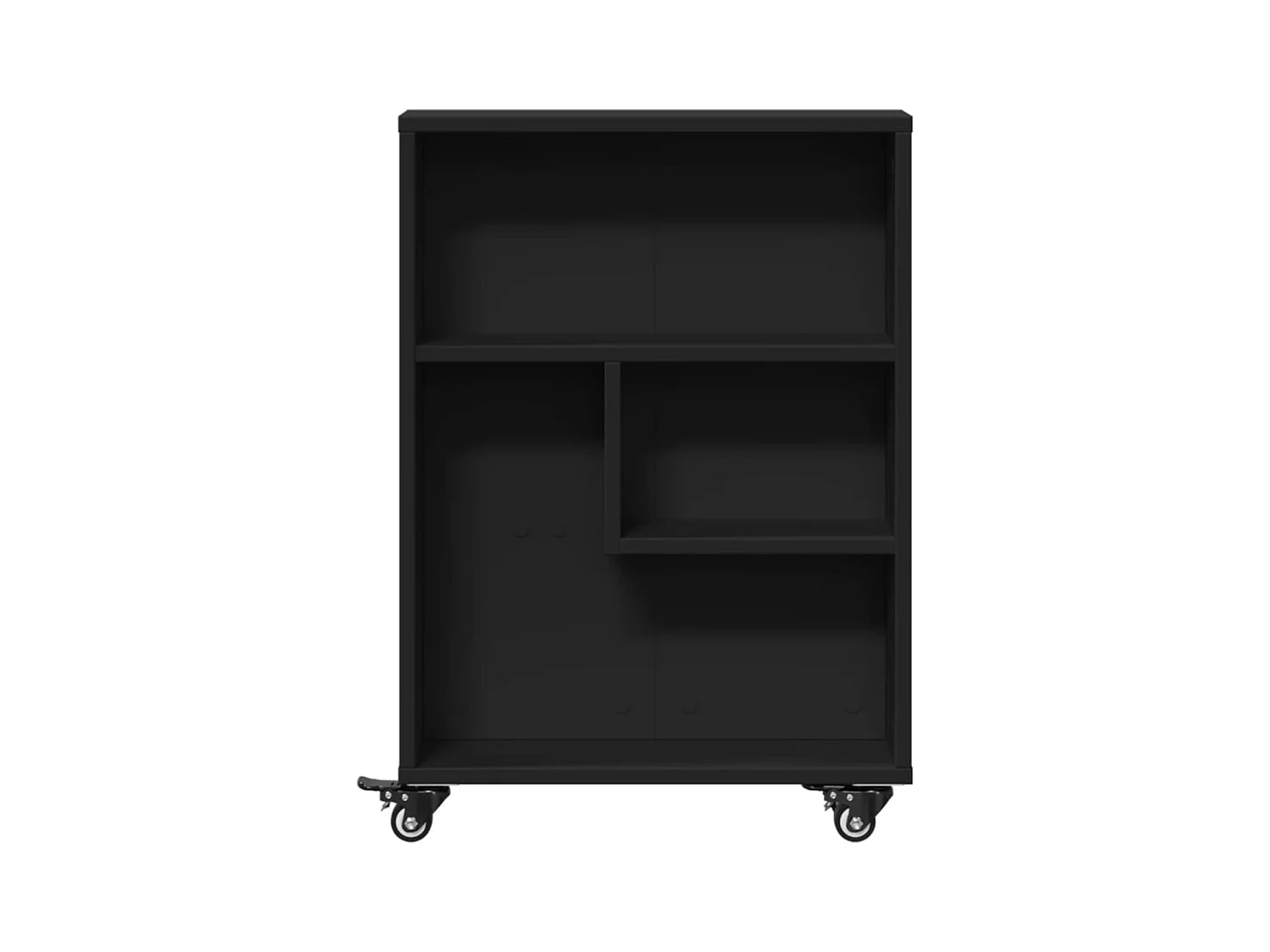 Chariot de rangement étroit noir 48x13x68 cm bois d'ingénierie