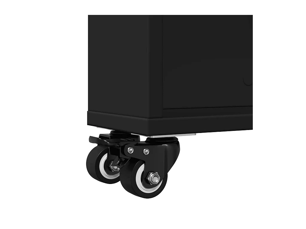 Chariot de rangement étroit noir 48x13x68 cm bois d'ingénierie