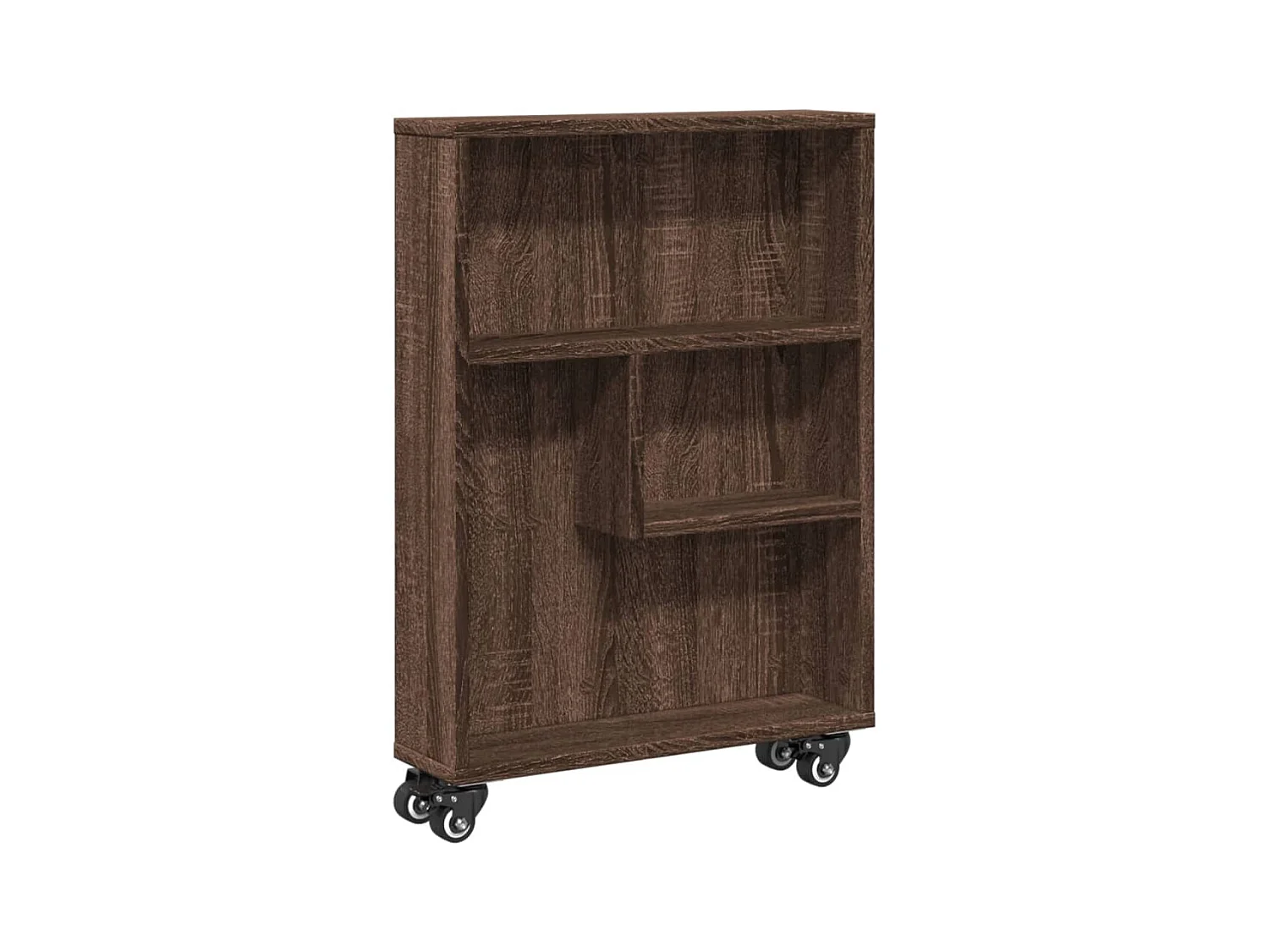 Opbergtrolley smal 48x13x68 cm bewerkt hout bruin eikenkleurig