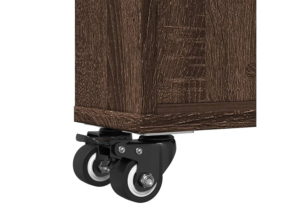 Chariot de rangement étroit chêne marron bois d'ingénierie