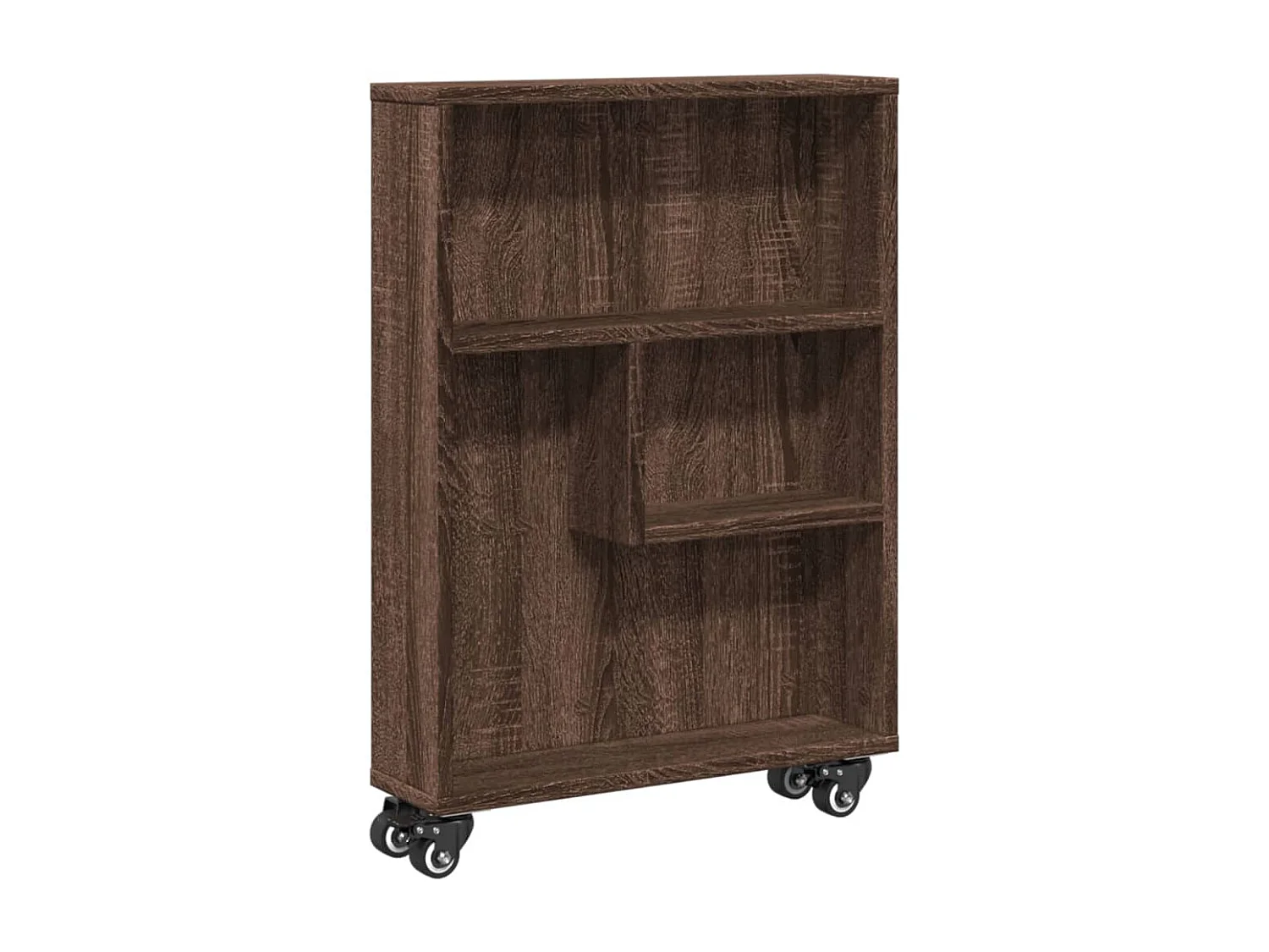 Opbergtrolley smal 48x13x68 cm bewerkt hout bruin eikenkleurig