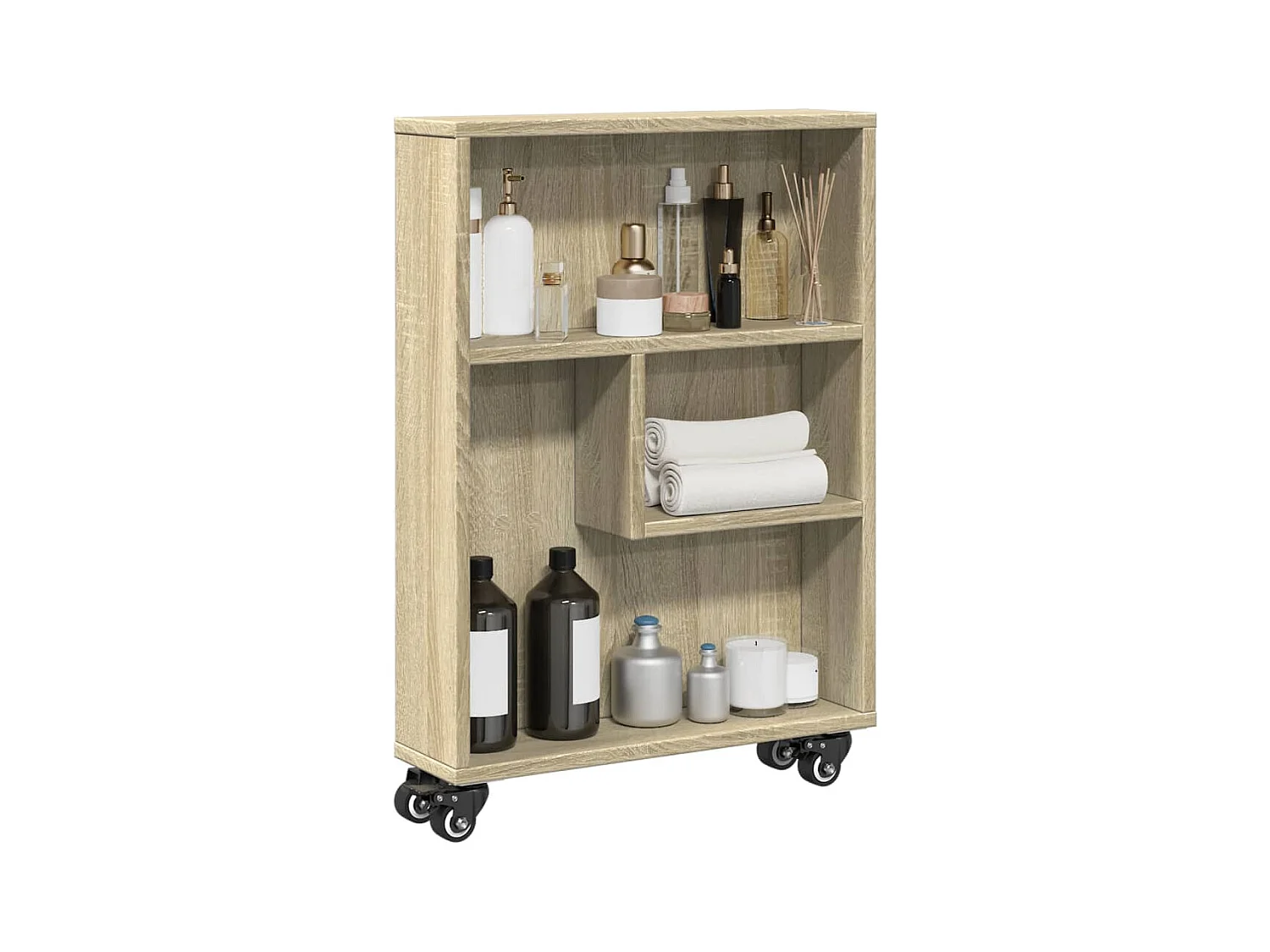 Chariot de rangement étroit chêne sonoma bois d'ingénierie