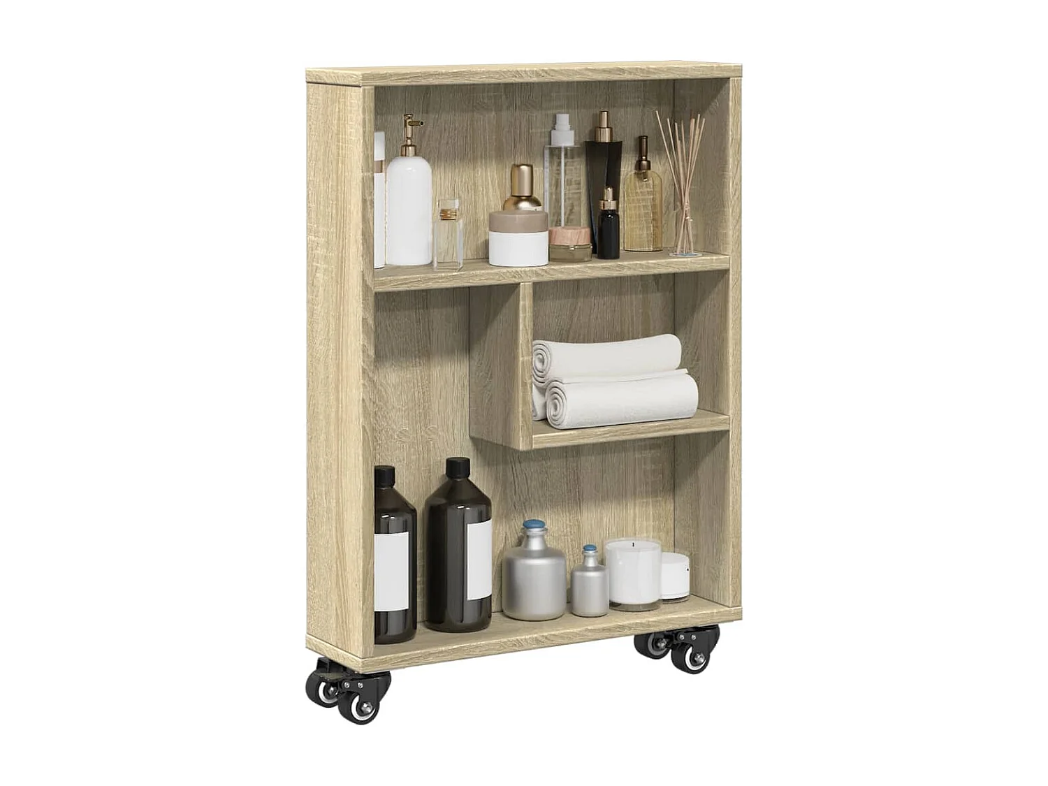 Chariot de rangement étroit Chêne Sonoma 48 x 13 x 68 cm Bois d'ingénierie