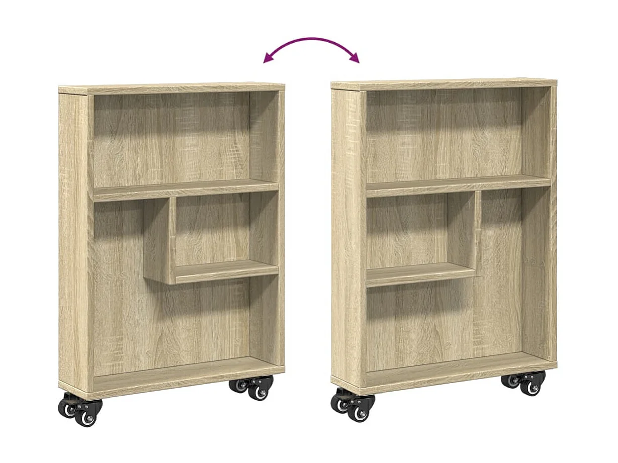 Chariot de rangement étroit Chêne Sonoma 48 x 13 x 68 cm Bois d'ingénierie