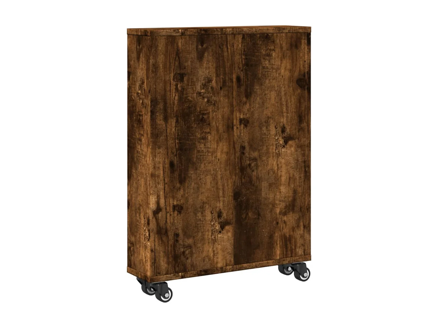 Chariot de rangement étroit chêne fumé bois d'ingénierie