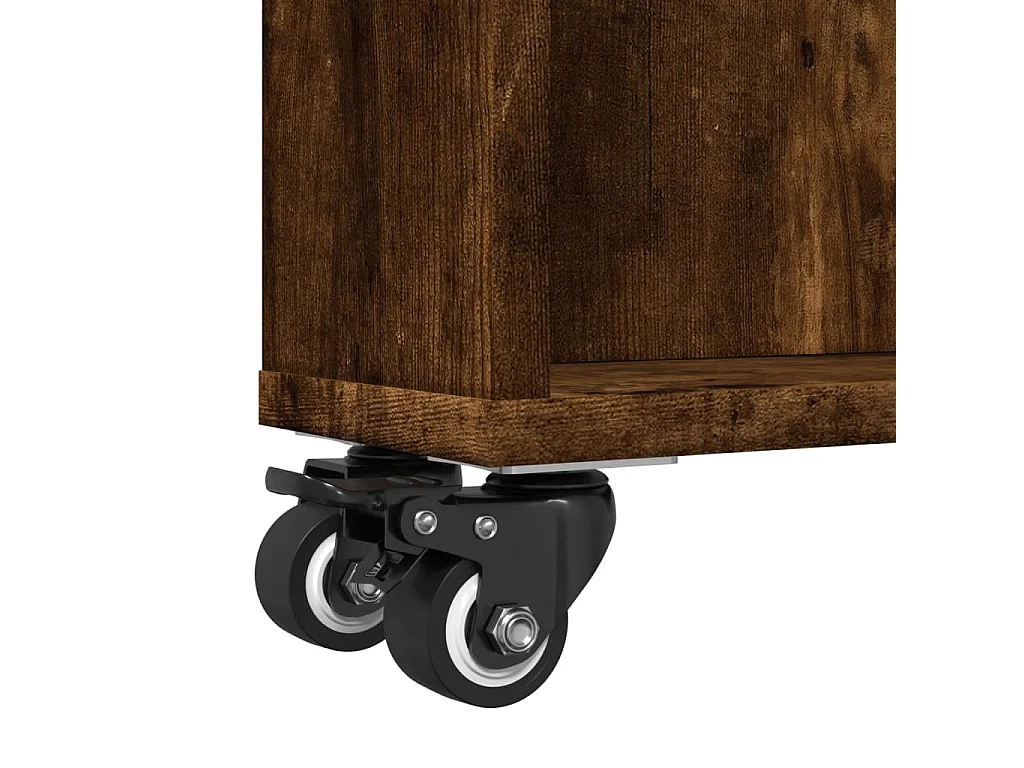 Chariot de rangement étroit chêne fumé bois d'ingénierie
