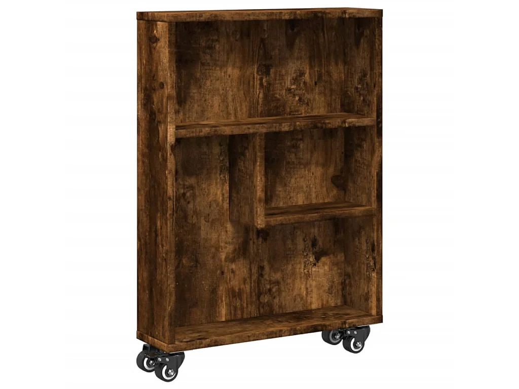 Carrello Stretto Rovere Fumo 48x13x68 cm in Truciolato