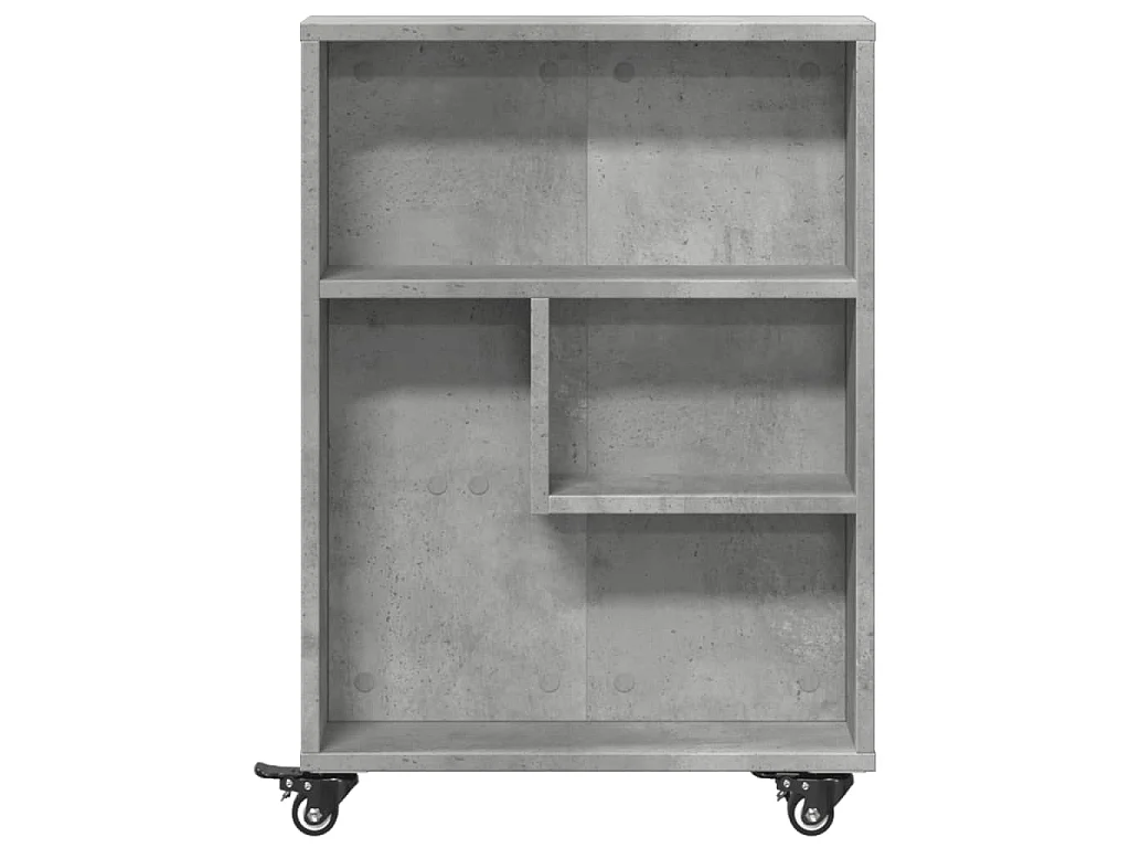Chariot de rangement étroit gris béton bois d'ingénierie