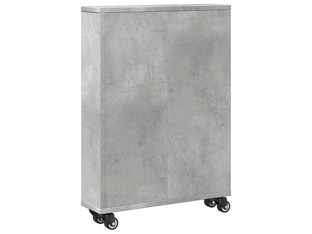 Chariot de rangement étroit gris béton bois d'ingénierie