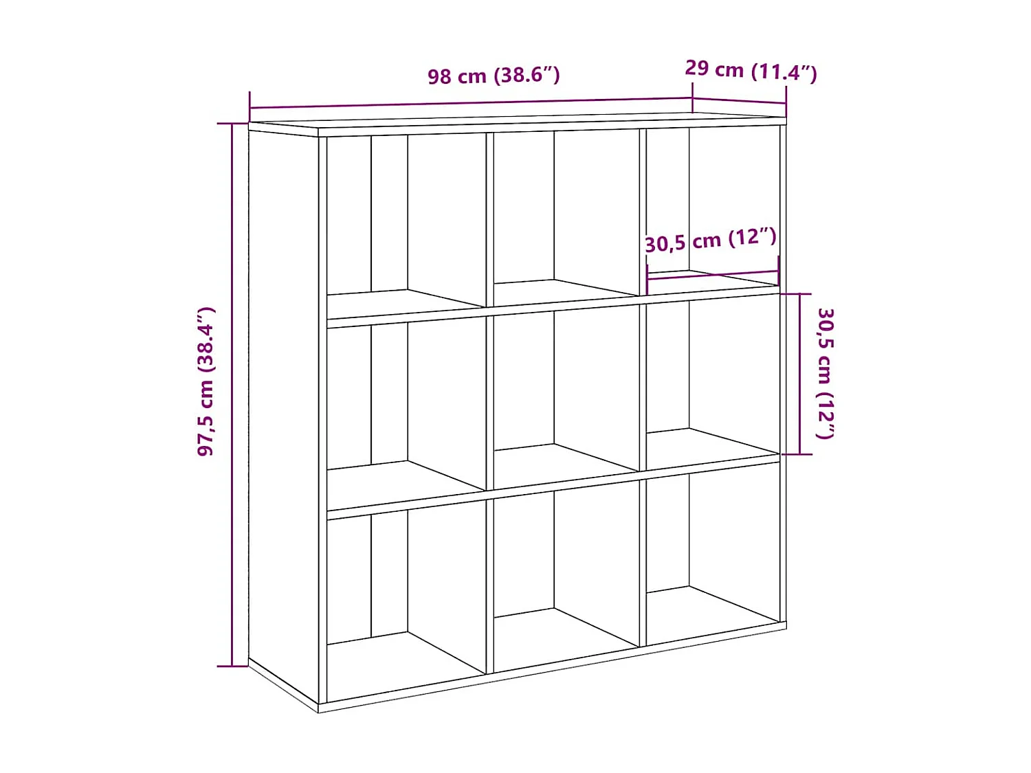 Armoire à livres chêne artisanal 98x29x97,5 cm