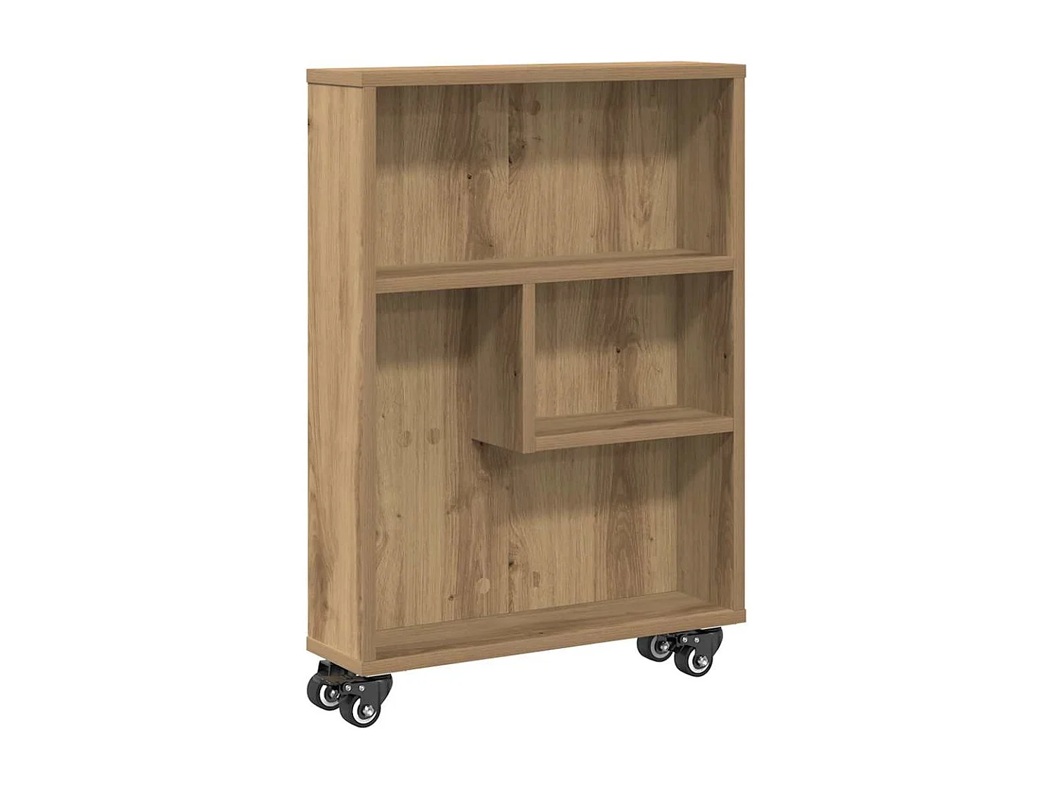 Opbergtrolley smal 48x13x68 cm bewerkt hout artisanaal eiken