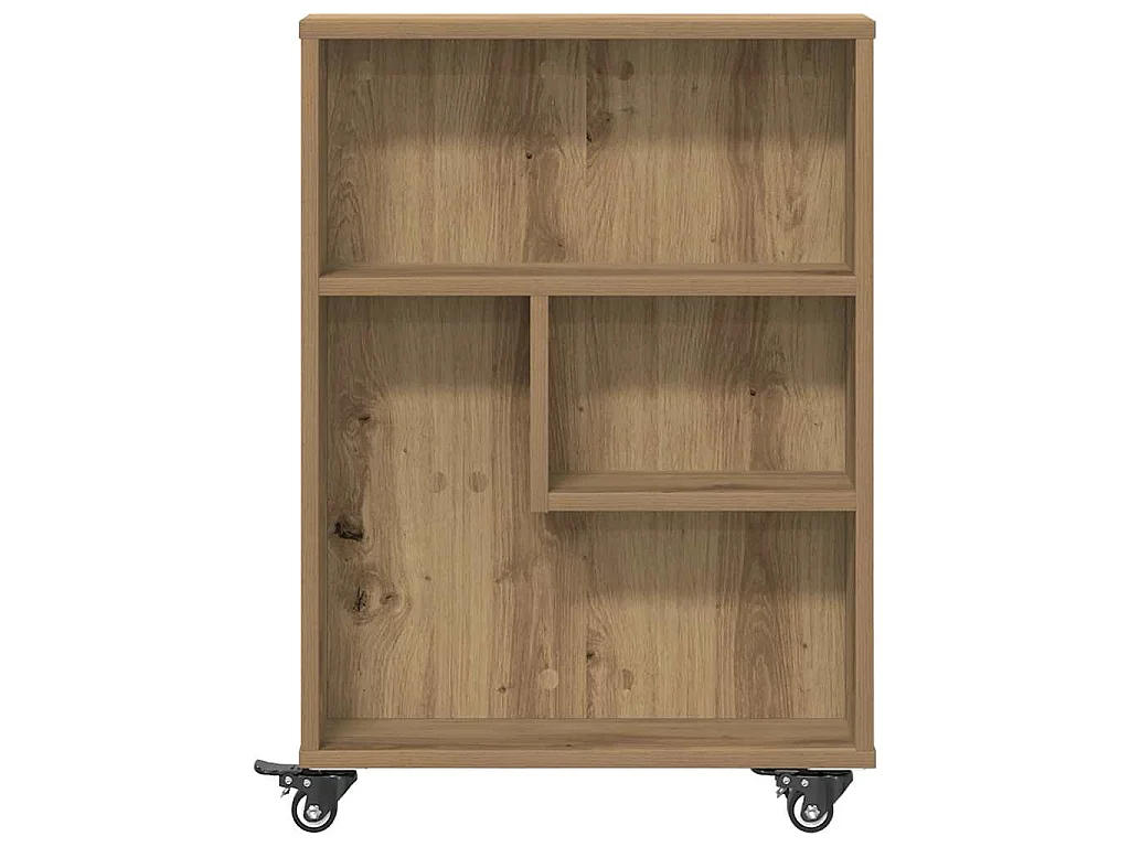 Opbergtrolley smal 48x13x68 cm bewerkt hout artisanaal eiken