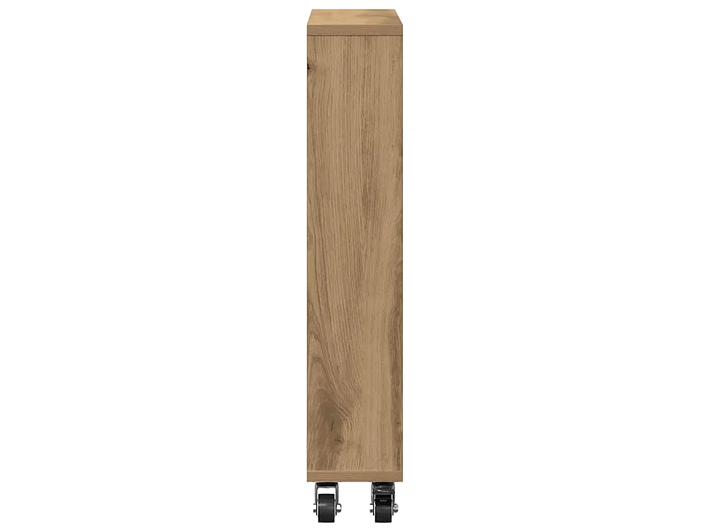 Opbergtrolley smal 48x13x68 cm bewerkt hout artisanaal eiken