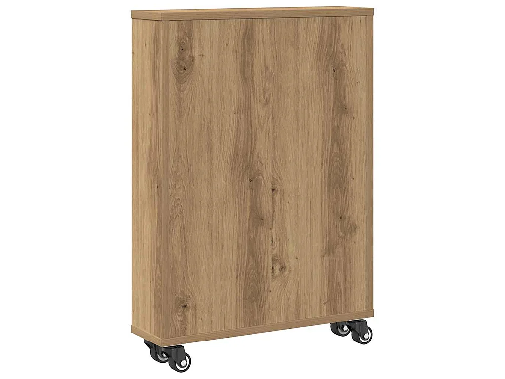 Opbergtrolley smal 48x13x68 cm bewerkt hout artisanaal eiken