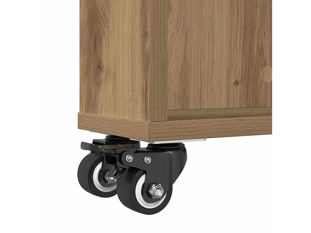 Opbergtrolley smal 48x13x68 cm bewerkt hout artisanaal eiken