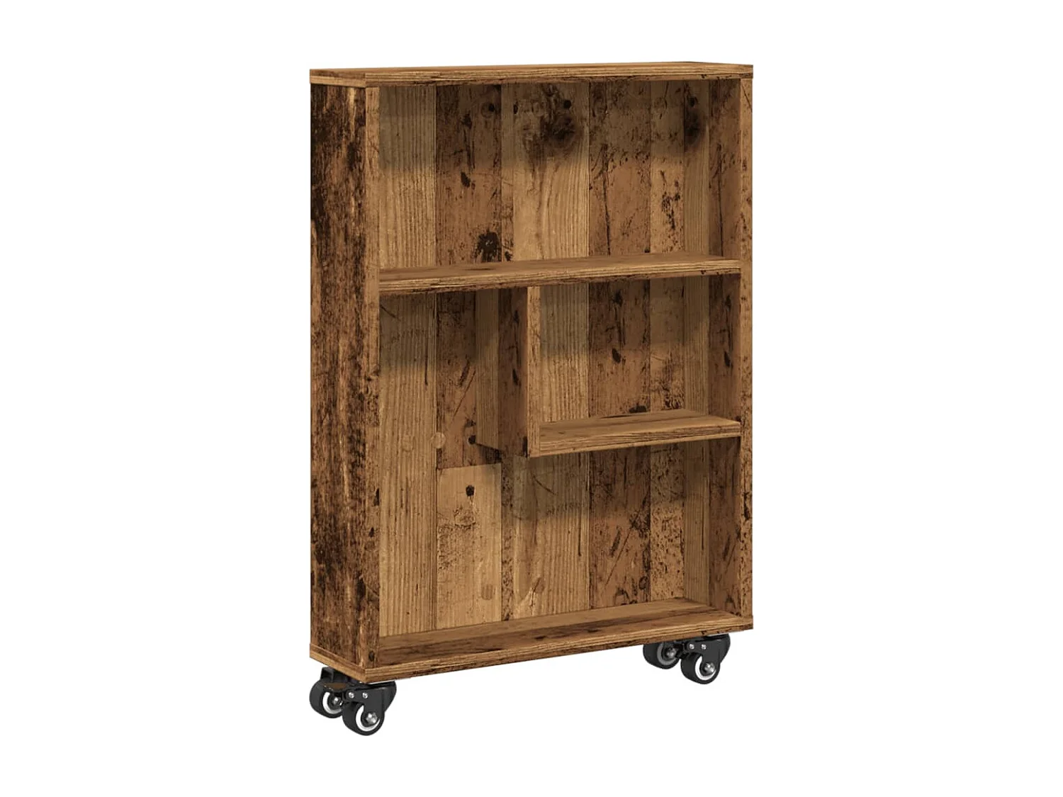 Opbergtrolley smal 48x13x68 cm bewerkt hout oud houtkleurig