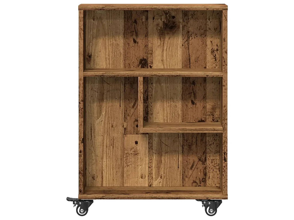 Opbergtrolley smal 48x13x68 cm bewerkt hout oud houtkleurig