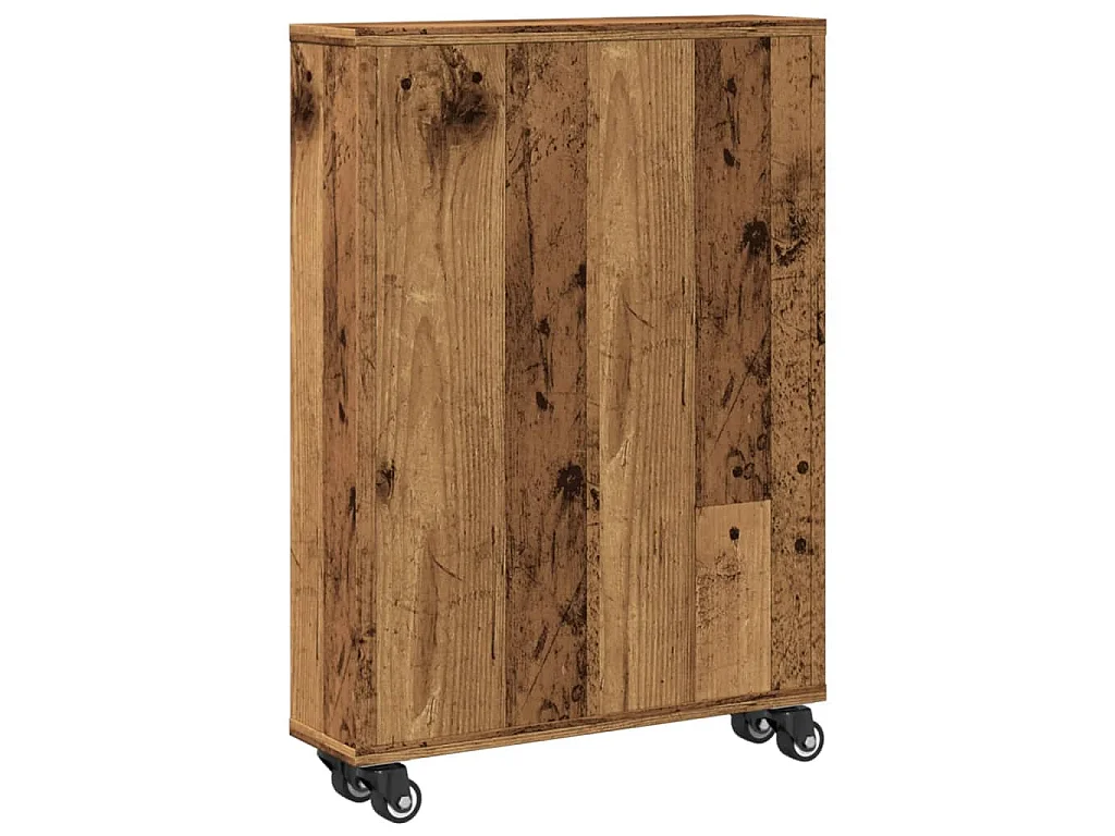 Opbergtrolley smal 48x13x68 cm bewerkt hout oud houtkleurig