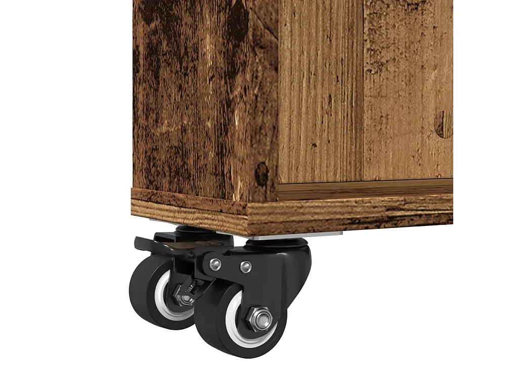 Opbergtrolley smal 48x13x68 cm bewerkt hout oud houtkleurig