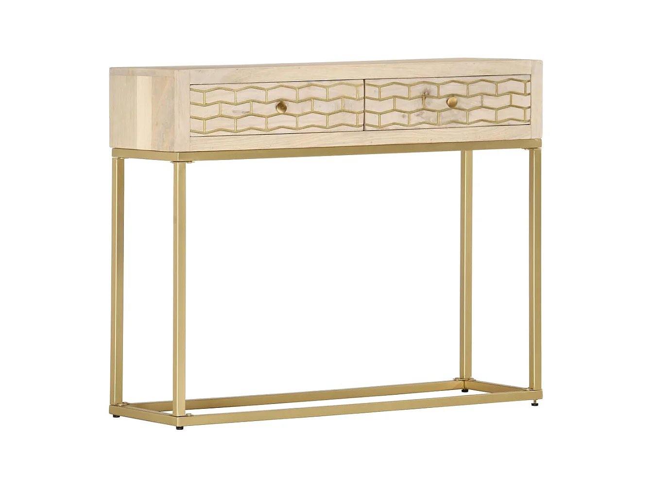 Table console doré 90x30x75 cm bois solide de manguier
