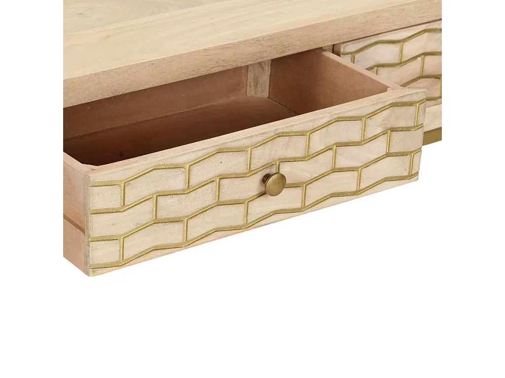 Table console doré 90x30x75 cm bois solide de manguier