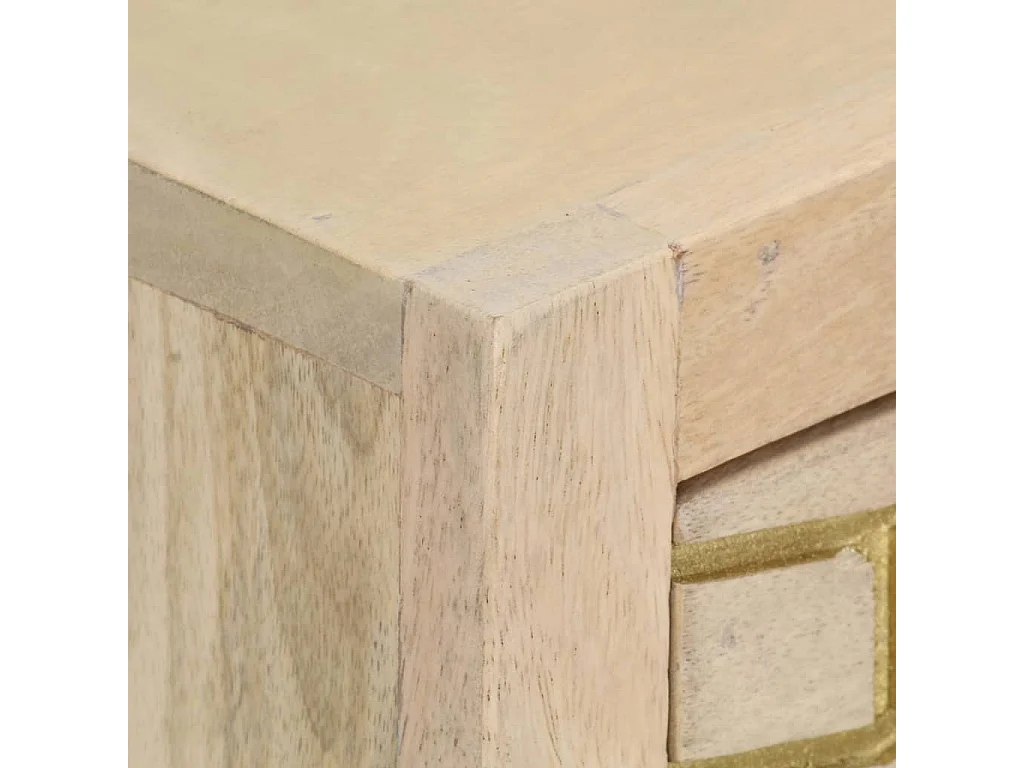 Table console doré 90x30x75 cm bois solide de manguier
