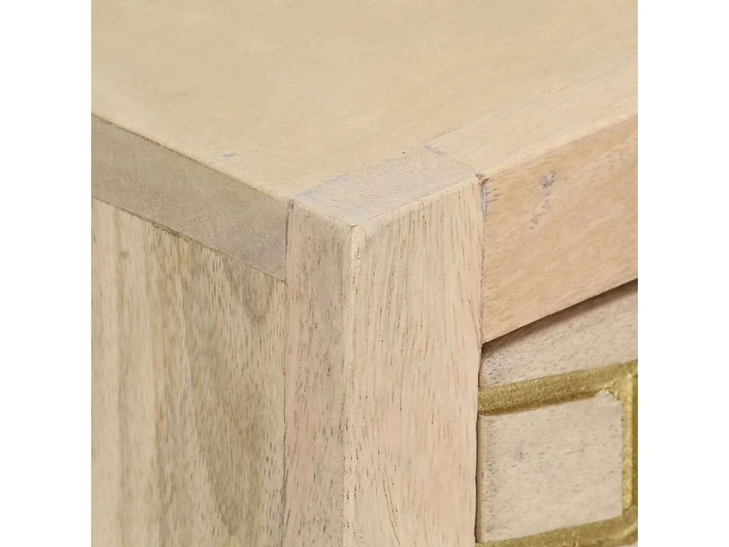 Table console doré 90x30x75 cm bois solide de manguier