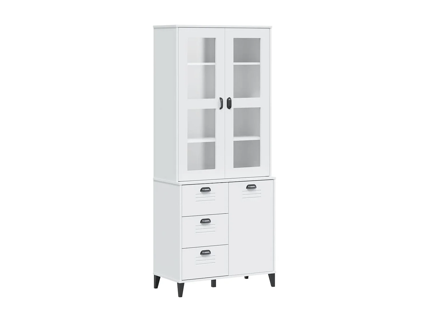 Credenza VIKEN Bianca 80x40x190 cm in Legno Massello di Pino
