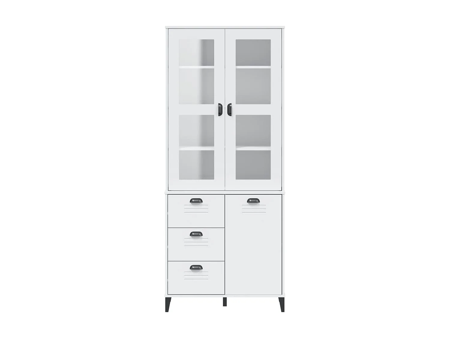 Credenza VIKEN Bianca 80x40x190 cm in Legno Massello di Pino