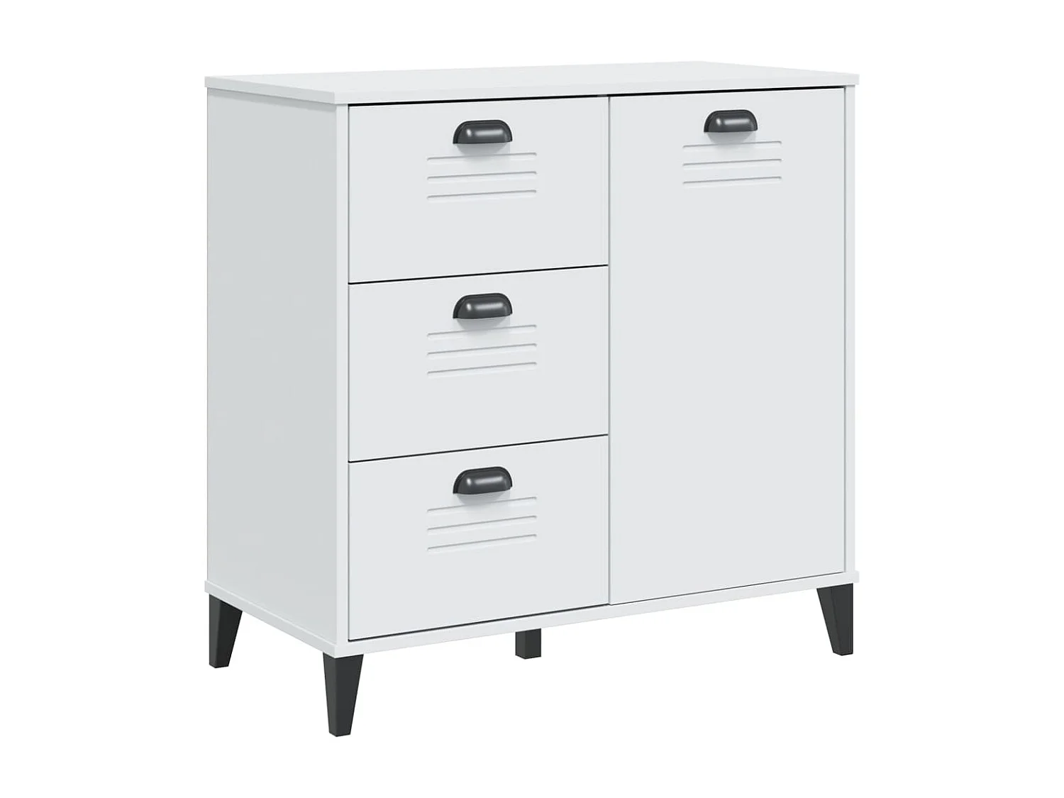 Credenza VIKEN Bianca 80x40x190 cm in Legno Massello di Pino
