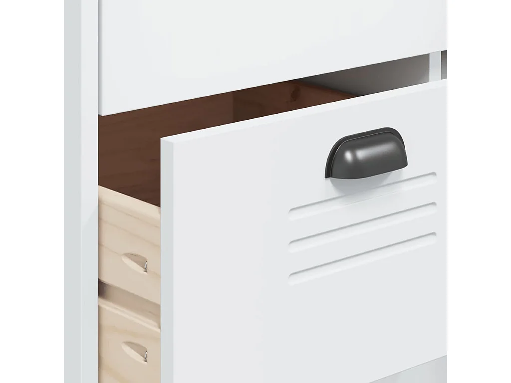 Credenza VIKEN Bianca 80x40x190 cm in Legno Massello di Pino