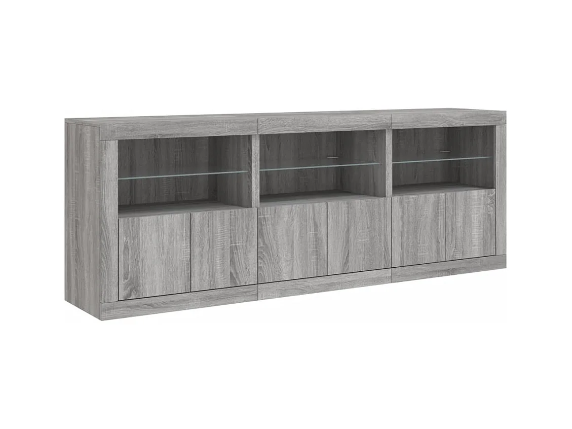 Buffet avec lumières LED sonoma gris 181,5x37x67 cm