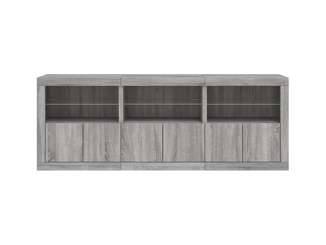 Buffet avec lumières LED sonoma gris 181,5x37x67 cm