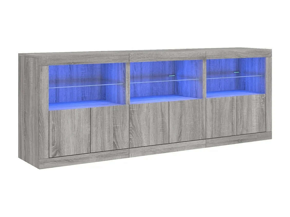 Buffet avec lumières LED sonoma gris 181,5x37x67 cm
