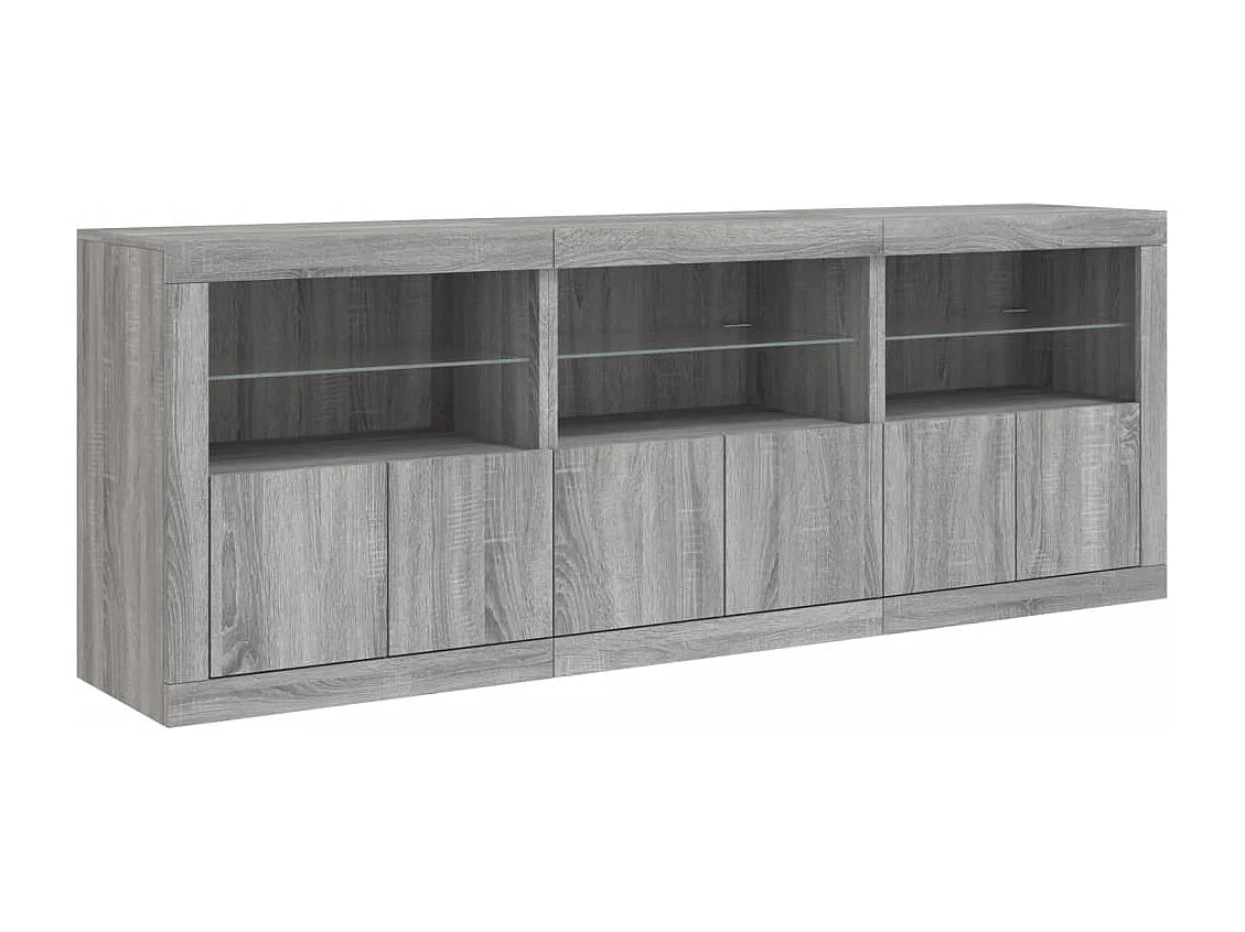 Buffet avec lumières LED sonoma gris 181,5x37x67 cm