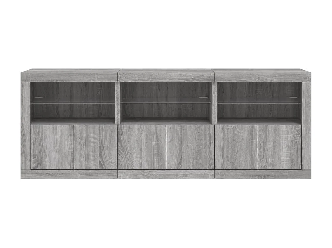 Buffet avec lumières LED sonoma gris 181,5x37x67 cm