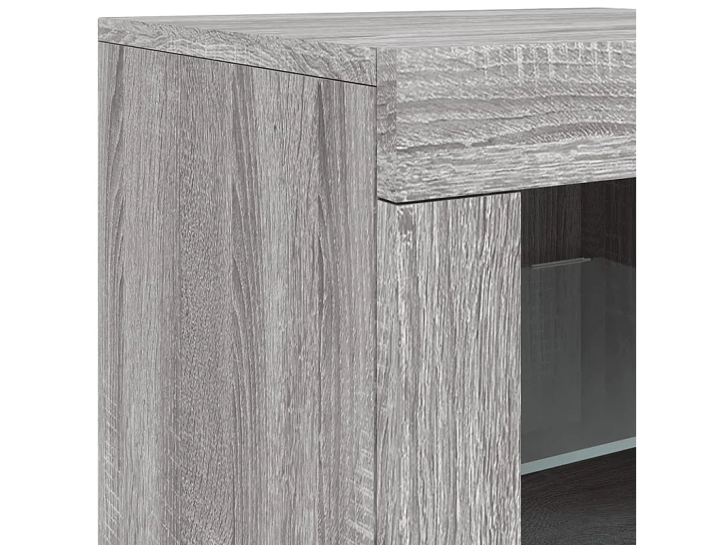 Buffet avec lumières LED sonoma gris 181,5x37x67 cm