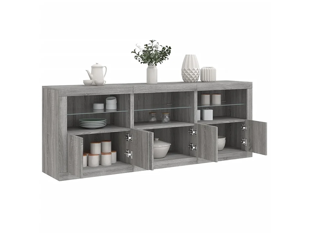 Dressoir met LED-verlichting 181,5x37x678 cm grijs sonoma eiken