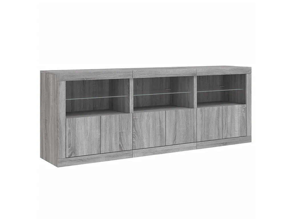 Dressoir met LED-verlichting 181,5x37x678 cm grijs sonoma eiken