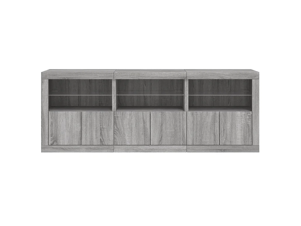 Dressoir met LED-verlichting 181,5x37x678 cm grijs sonoma eiken