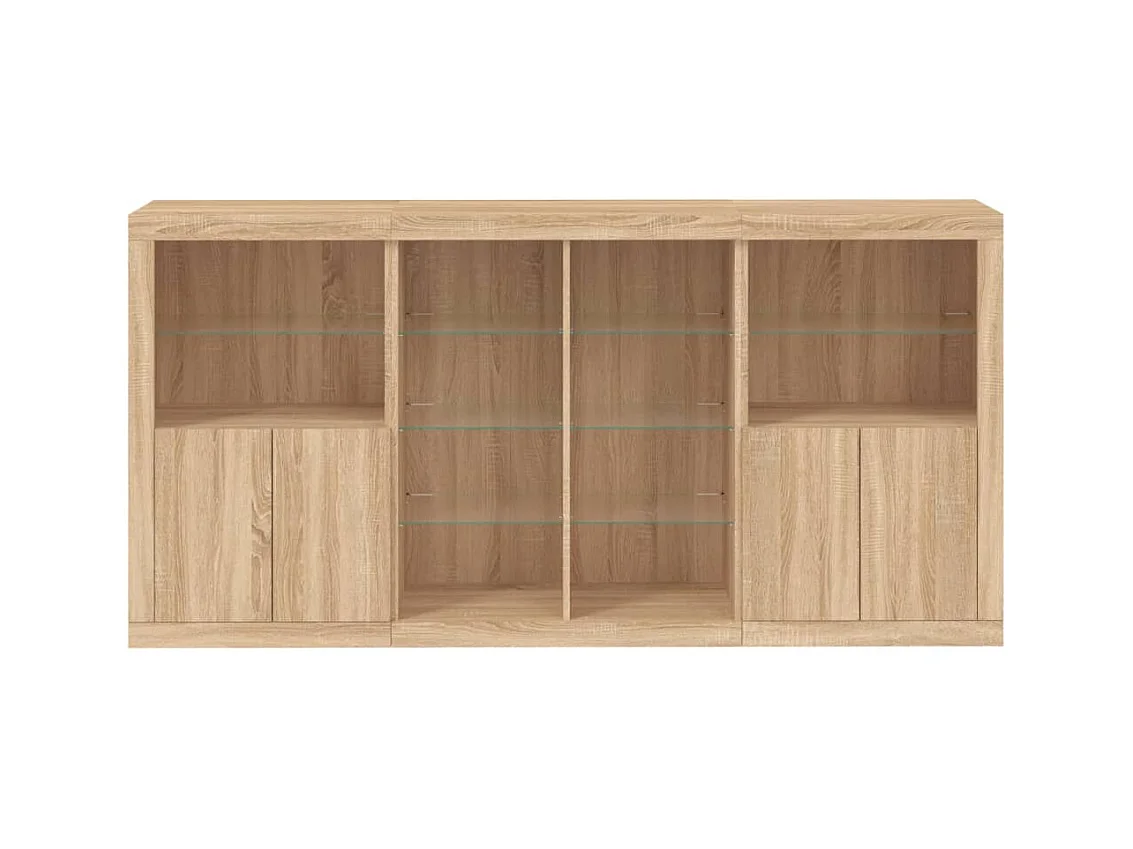 Buffet avec lumières LED chêne sonoma 202x37x100 cm