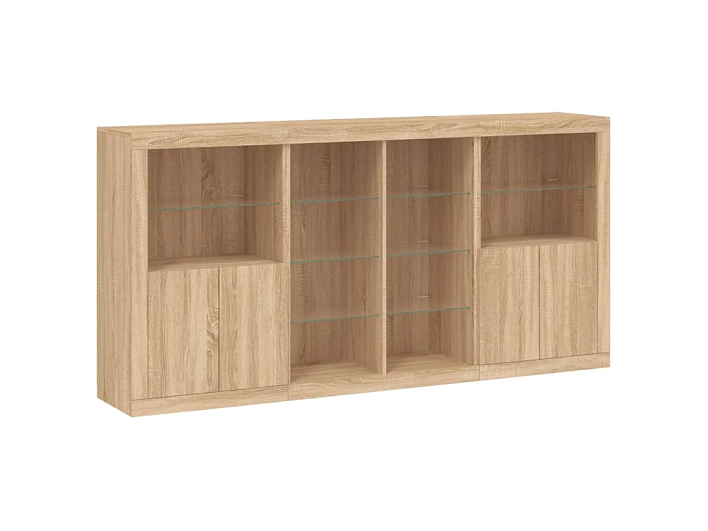 Buffet avec lumières LED chêne sonoma 202x37x100 cm