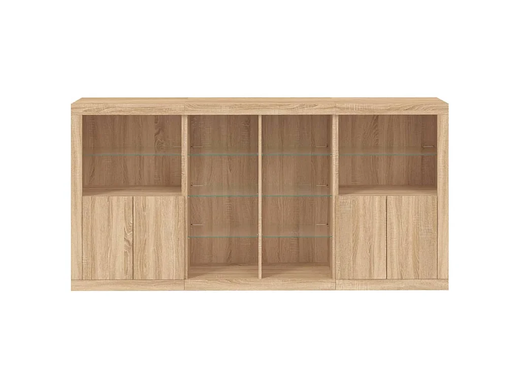 Buffet avec lumières LED chêne sonoma 202x37x100 cm