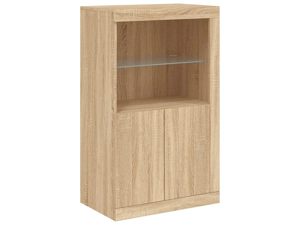 Buffet avec lumières LED chêne sonoma 202x37x100 cm